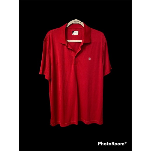 IZOD Mens Active Polo Shirt Red Size XL Grid-Print Stretch Golf - Picture 2 of 10
